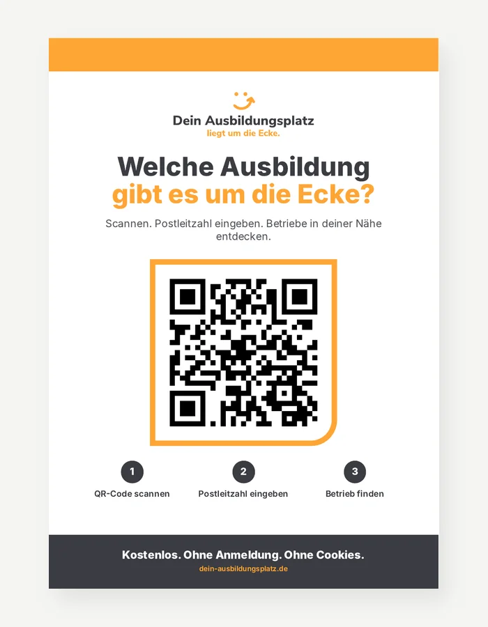 Plakat mit QR-Code zu dein-ausbildungsplatz.de f&uuml;r das Klassenzimmer