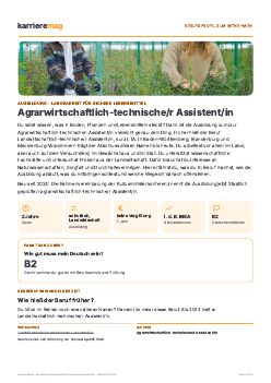 Vorschau: Berufsprofil Agrarwirtschaftlich-technische/r Assistent/in als PDF