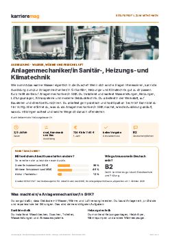 Vorschau: Berufsprofil Anlagenmechaniker/in Sanit&auml;r-, Heizungs- und Klimatechnik als PDF