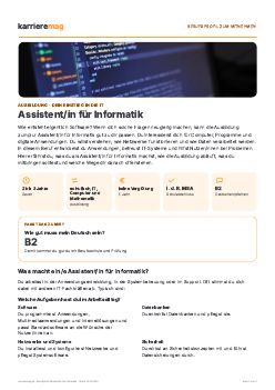 Vorschau: Berufsprofil Assistent/in f&uuml;r Informatik als PDF