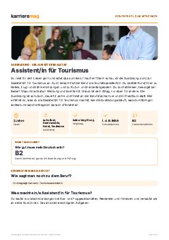 Vorschau: Berufsprofil Assistent/in f&uuml;r Tourismus als PDF
