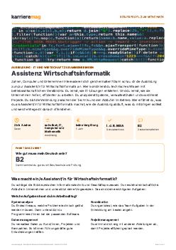 Vorschau: Berufsprofil Assistenz Wirtschaftsinformatik als PDF
