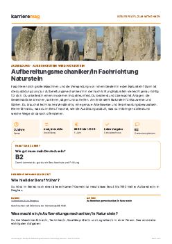 Vorschau: Berufsprofil Aufbereitungsmechaniker/in Fachrichtung Naturstein als PDF