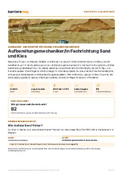 Vorschau: Berufsprofil Aufbereitungsmechaniker/in Fachrichtung Sand und Kies als PDF