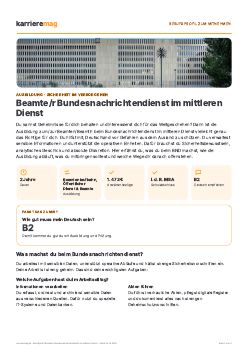 Vorschau: Berufsprofil Beamte/r Bundesnachrichtendienst im mittleren Dienst als PDF