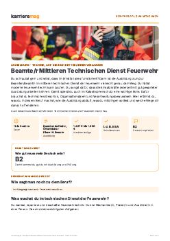 Vorschau: Berufsprofil Beamte/r Mittleren Technischen Dienst Feuerwehr als PDF