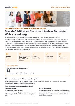Vorschau: Berufsprofil Beamte/r Mittleren Nichttechnischen Dienst der Wehrverwaltung als PDF