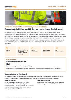 Vorschau: Berufsprofil Beamte/r Mittleren Nichttechnischen Zolldienst als PDF