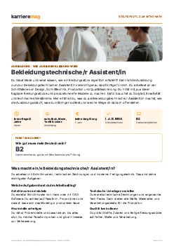 Vorschau: Berufsprofil Bekleidungstechnische/r Assistent/in als PDF