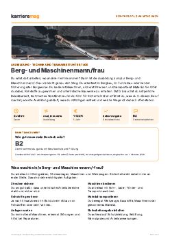 Vorschau: Berufsprofil Berg- und Maschinenmann/frau als PDF
