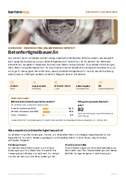 Vorschau: Berufsprofil Betonfertigteilbauer/in als PDF