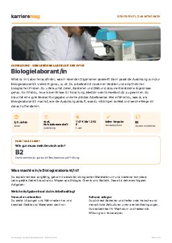 Vorschau: Berufsprofil Biologielaborant/in als PDF