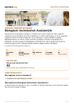 Vorschau: Berufsprofil Biologisch-technische/r Assistent/in als PDF