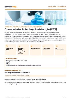 Vorschau: Berufsprofil Chemisch-technische/r Assistent/in (CTA) als PDF