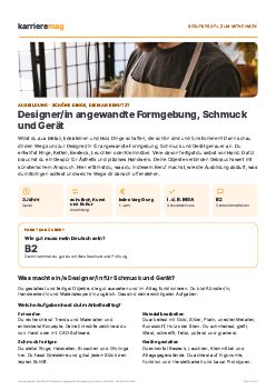 Vorschau: Berufsprofil Designer/in angewandte Formgebung, Schmuck und Ger&auml;t als PDF