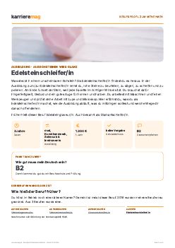 Vorschau: Berufsprofil Edelsteinschleifer/in als PDF