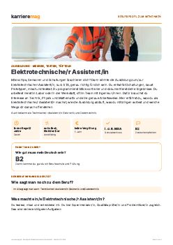Vorschau: Berufsprofil Elektrotechnische/r Assistent/in als PDF