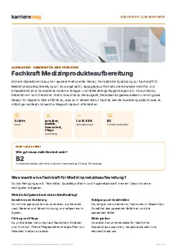 Vorschau: Berufsprofil Fachkraft Medizinprodukteaufbereitung als PDF