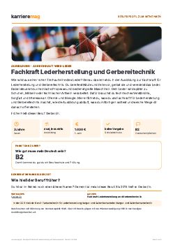 Vorschau: Berufsprofil Fachkraft Lederherstellung und Gerbereitechnik als PDF