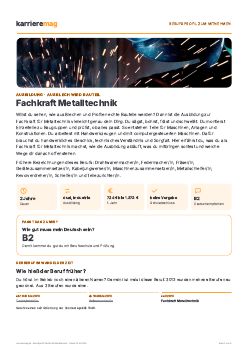 Vorschau: Berufsprofil Fachkraft Metalltechnik als PDF