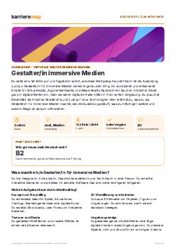 Vorschau: Berufsprofil Gestalter/in immersive Medien als PDF