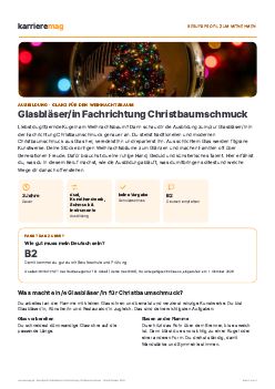 Vorschau: Berufsprofil Glasbl&auml;ser/in Fachrichtung Christbaumschmuck als PDF