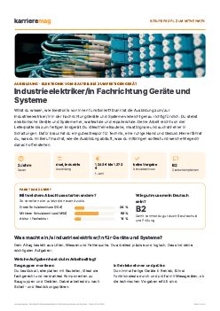 Vorschau: Berufsprofil Industrieelektriker/in Fachrichtung Ger&auml;te und Systeme als PDF
