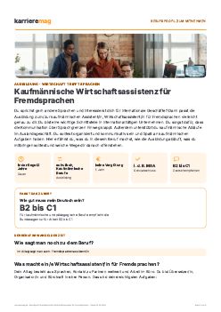 Vorschau: Berufsprofil Kaufm&auml;nnische Wirtschaftsassistenz f&uuml;r Fremdsprachen als PDF