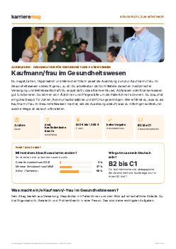 Vorschau: Berufsprofil Kaufmann/frau im Gesundheitswesen als PDF