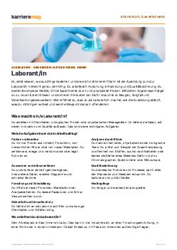 Vorschau: Berufsprofil Laborant/in als PDF