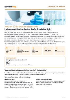 Vorschau: Berufsprofil Lebensmitteltechnische/r Assistent/in als PDF