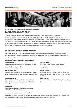 Vorschau: Berufsprofil Medienassistent/in als PDF