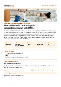 Vorschau: Berufsprofil Medizinische/r Technologe/in Laboratoriumsanalytik (MTL) als PDF