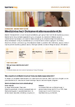 Vorschau: Berufsprofil Medizinische/r Dokumentationsassistent/in als PDF