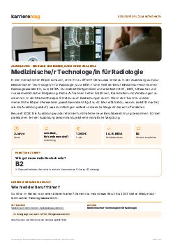 Vorschau: Berufsprofil Medizinische/r Technologe/in f&uuml;r Radiologie als PDF