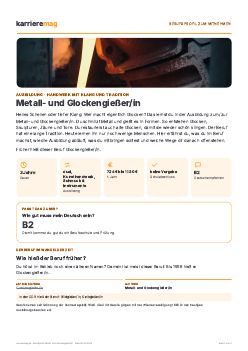 Vorschau: Berufsprofil Metall- und Glockengie&szlig;er/in als PDF