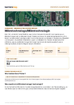 Vorschau: Berufsprofil Mikrotechnologe/Mikrotechnologin als PDF