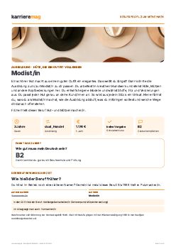 Vorschau: Berufsprofil Modist/in als PDF