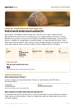 Vorschau: Berufsprofil Naturwerksteinmechaniker/in als PDF