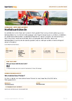 Vorschau: Berufsprofil Notfallsanit&auml;ter/in als PDF