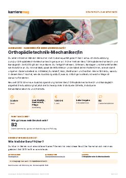 Vorschau: Berufsprofil Orthop&auml;dietechnik-Mechaniker/in als PDF