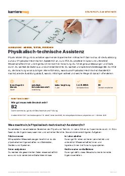 Vorschau: Berufsprofil Physikalisch-technische Assistenz als PDF