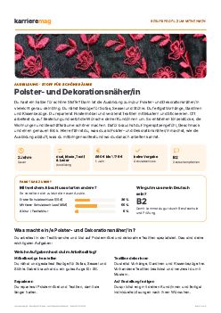Vorschau: Berufsprofil Polster- und Dekorationsn&auml;her/in als PDF