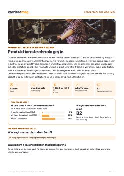 Vorschau: Berufsprofil Produktionstechnologe/in als PDF