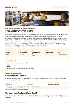 Vorschau: Berufsprofil Produktpr&uuml;fer/in Textil als PDF