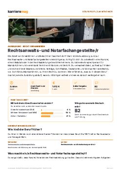 Vorschau: Berufsprofil Rechtsanwalts- und Notarfachangestellte/r als PDF