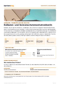 Vorschau: Berufsprofil Rollladen- und Sonnenschutzmechatroniker/in als PDF