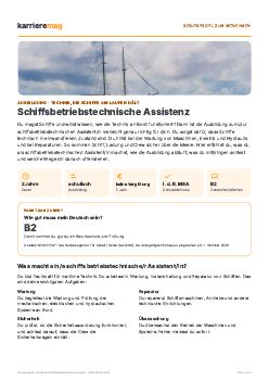 Vorschau: Berufsprofil Schiffsbetriebstechnische Assistenz als PDF