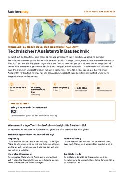 Vorschau: Berufsprofil Technische/r Assistent/in Bautechnik als PDF