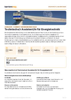 Vorschau: Berufsprofil Technische/r Assistent/in f&uuml;r Energietechnik als PDF